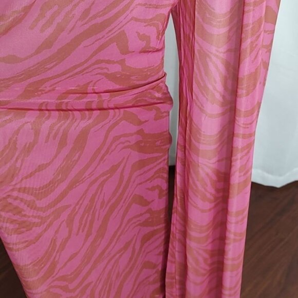 VIX Cover Up Pareo Pants L Pink Mesh Diani Zebra Sheer Resortwear - Picture 5 of 10